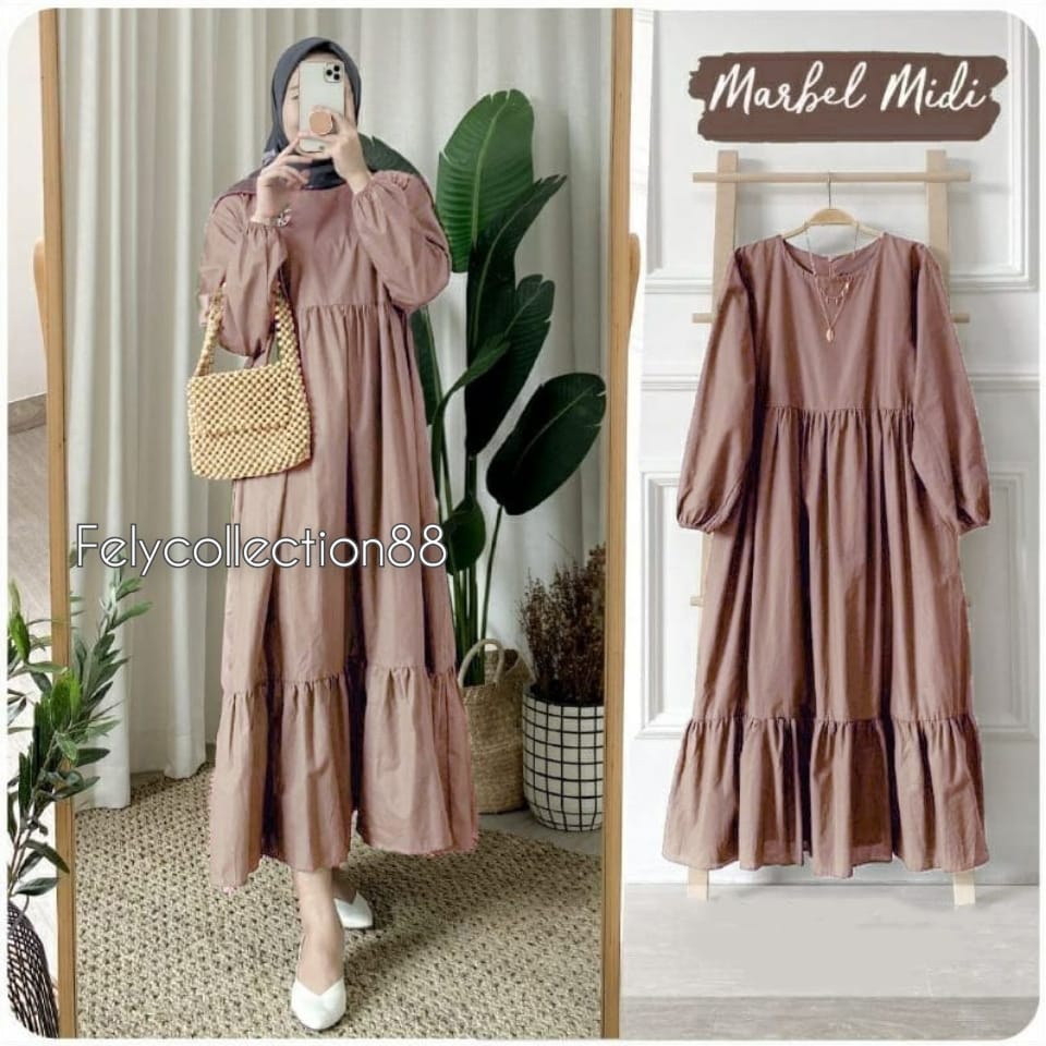 MARBEL MIDI DRESS // MIDI DRESS POLOS TERLARIS MODEL TERBARU