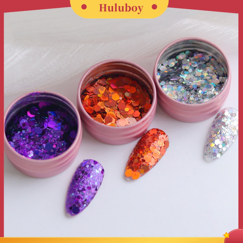 Huluboy Huluboy♡ Sequin Glitter Bentuk Hexagon Ultra Tipis Untuk Dekorasi Nail Art Charms