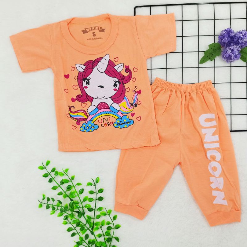 [Ss-1047] Pakaian Anak Perempuan Size 1-3tahun, Baju Kaos Anak, Baju Bermain, Setelan Anak Karakter