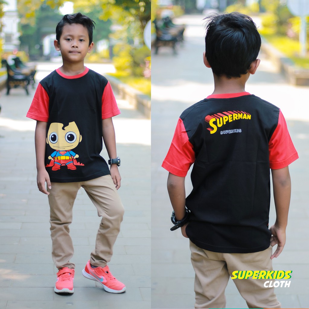 KAOS ANAK LAKI LAKI TERMURAH ECER GROSIR SUPERKIDS CLOTH SUPERHERO SUPERMAN2 1 - 8 TAHUN