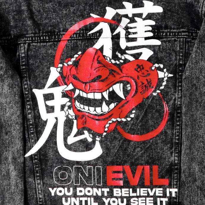 papago - jaket jeans - jaket denim pria - oni evil
