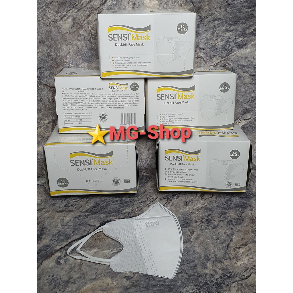 Jual Masker SENSI DUCKBILL Original (Dewasa) 3ply - Isi 50pcs | Shopee ...