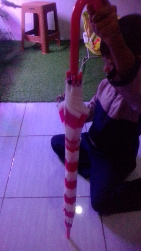 Tabasa Payung Tongkat Stripes Ilusi Simple Garis Garis