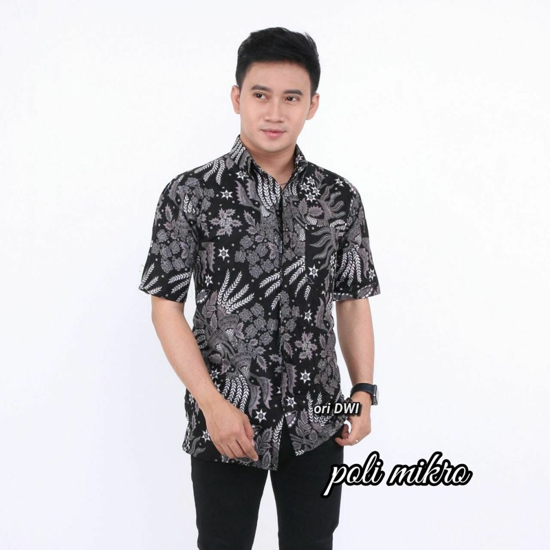 022 Zahira Batik HRB026 Kenongo Hem Kemeja Batik Pria Lengan Pendek  Katun Primis Halus M L XL