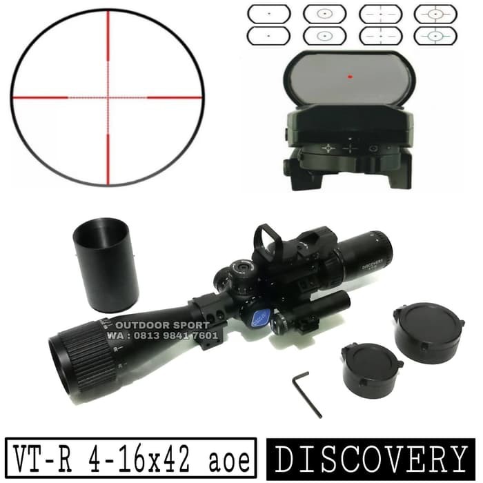 Telescope Discovery VT-R 4-16X42 With Red Laser Scope + Holosight RG 4 Reticle Dot - Teleskop