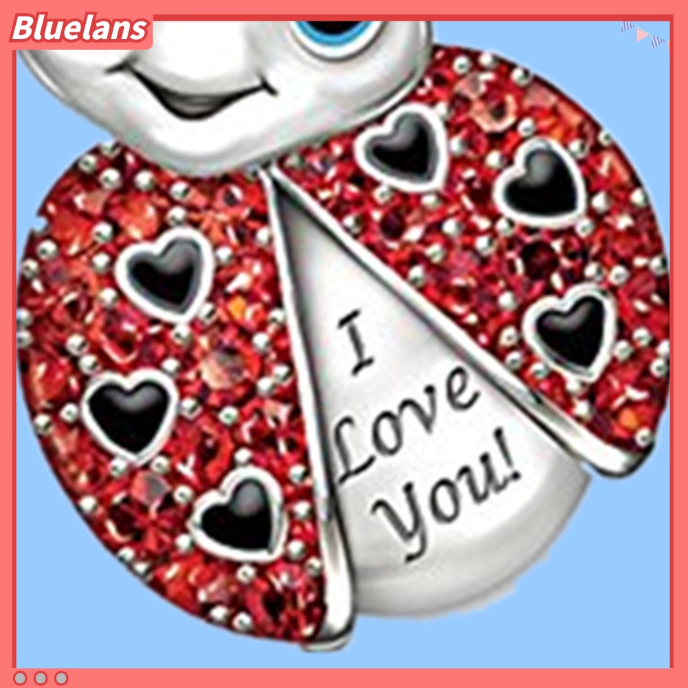 Bluelans Women Rhinestone Inlaid Ladybug Heart Letter Pendant Chain Necklace Jewelry Gift