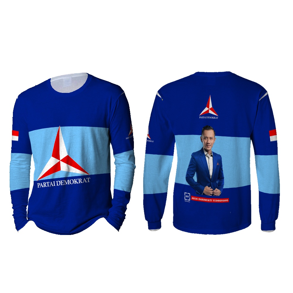 Kaos Baju Tangan Panjang Partai Demokrat / Kaos Demokrat / Baju Demokrat / Kaos Partai Demokrat