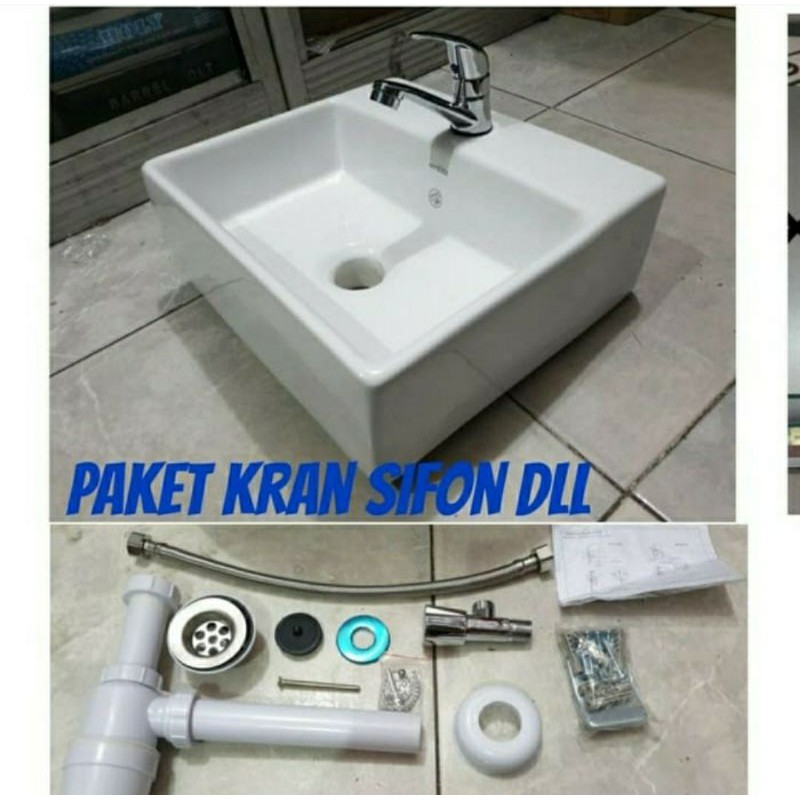 Wastafel keramik Kotak SERICITE 1 Paket Komplit