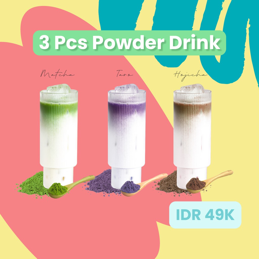 

Paket Minuman Matcha Latte with Roasted Genmaicha / Taro / Hojicha Milk Tea Premium