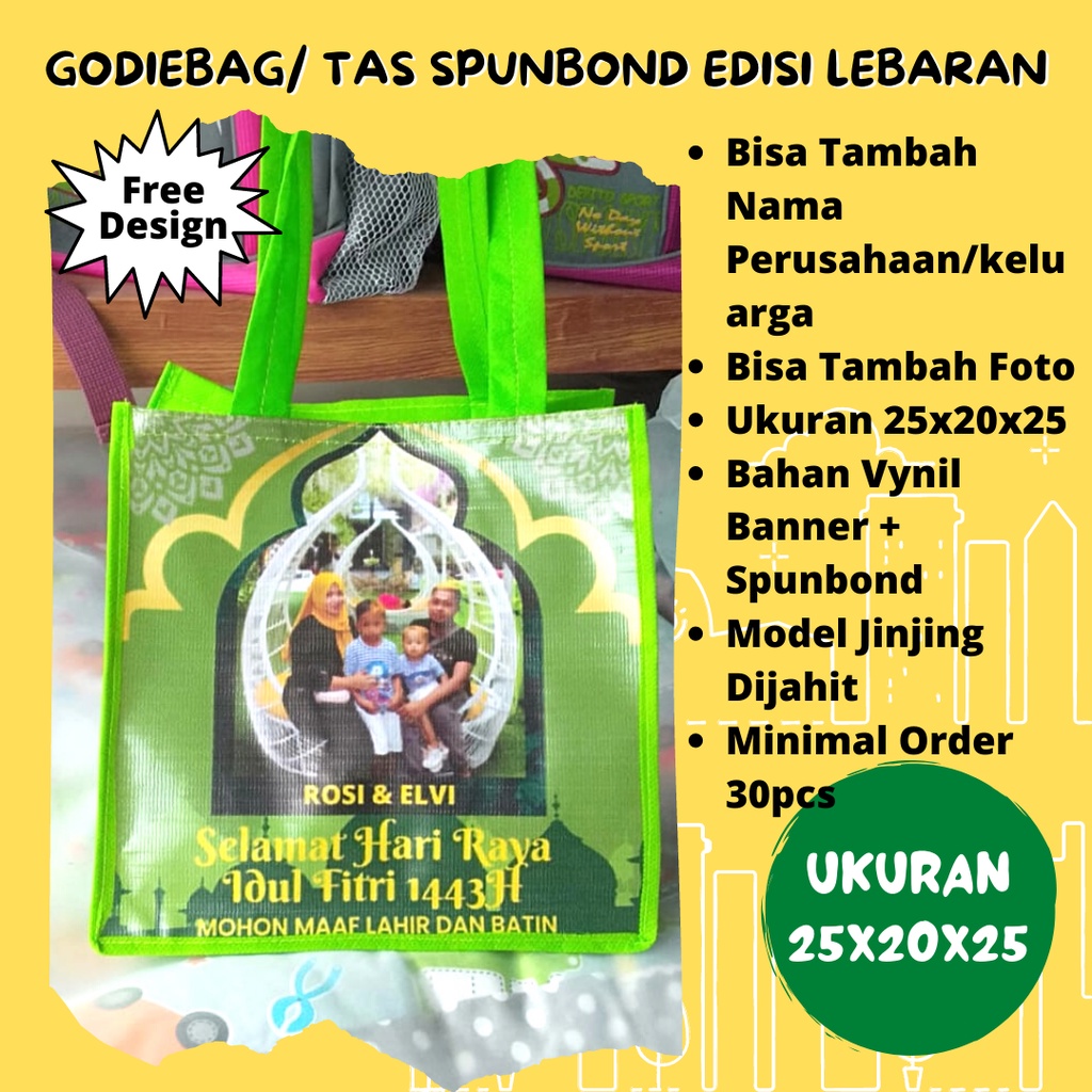 Custom Godiebag Lebaran Idul Fitri Tas Ultah Tas Souvenir Tas Tahlilan Tas Aqiqah Ukuran Kotak Nasi Bento 25x20x25-1