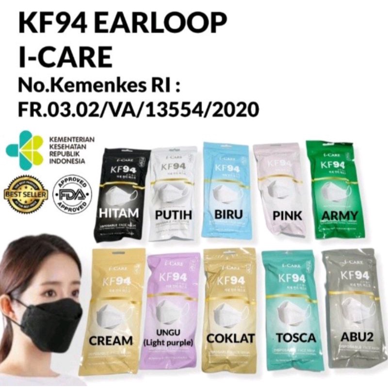 Masker KF94 4Ply Icare - Onecare - Chasa 1Bungkus Isi 10Pcs