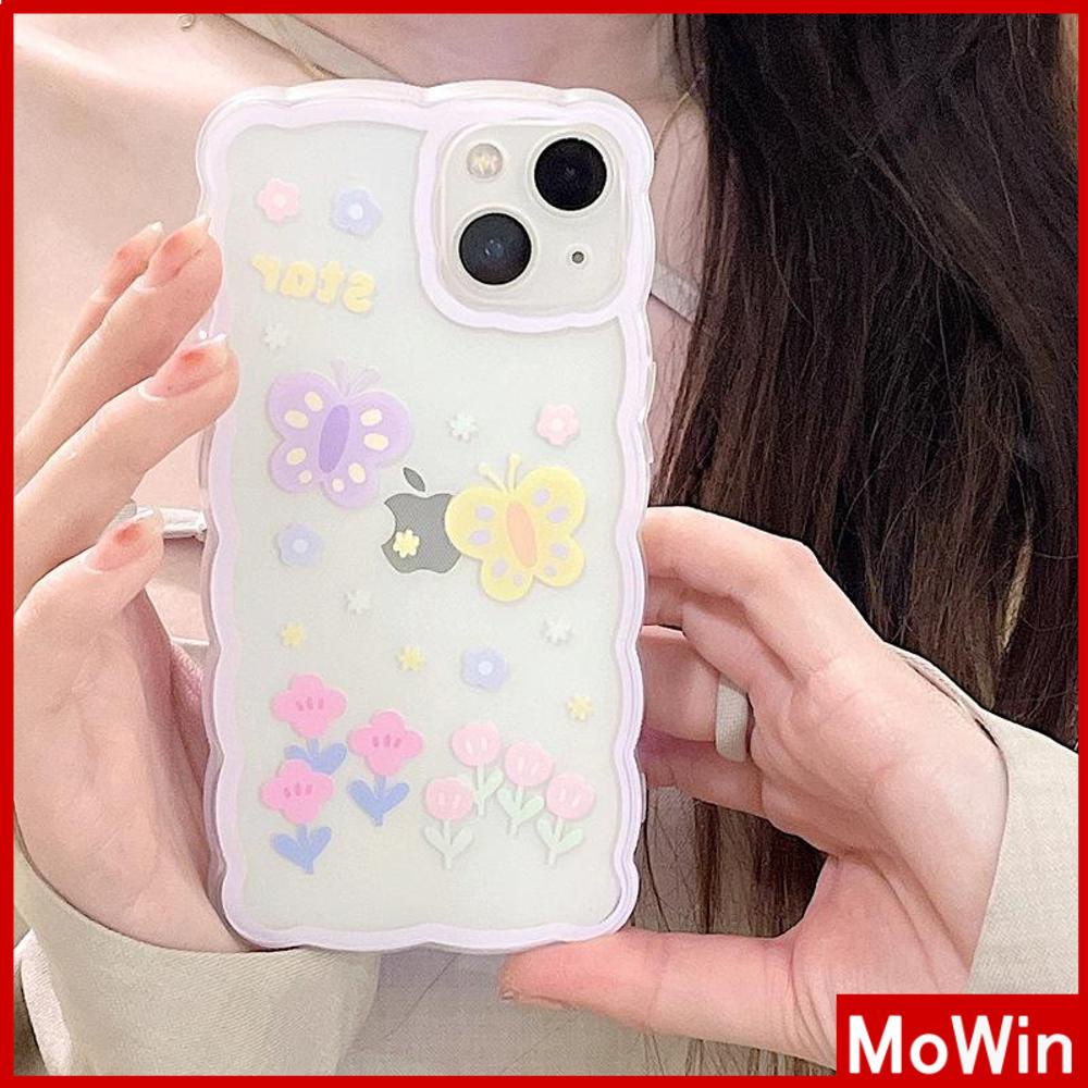 iPhone Case Silicone Soft Case Clear Case Wave Non-Slip Shockproof Camera Full Coverage Protection Butterfly Flower For iPhone 13 Pro Max iPhone 12 Pro Max iPhone 11 iPhone 7 Plus