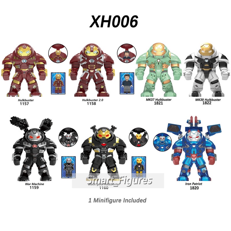 Mainan Action Figure Iron Man Minifigures MK37 MK39 Hulkbuster War Machine Patriot Marvel Untuk Hadiah Anak