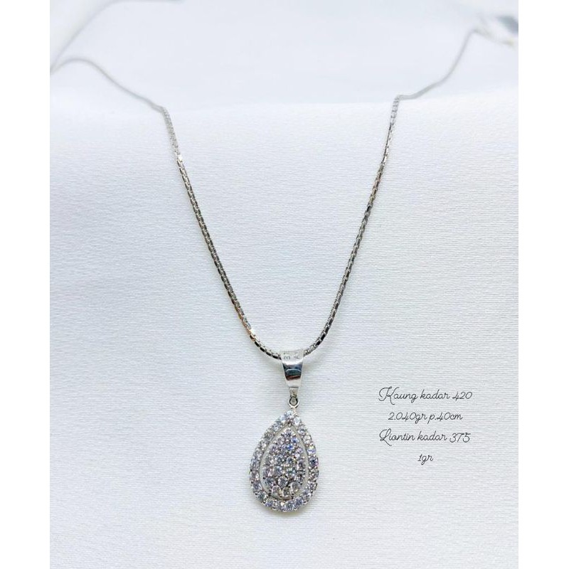 Kalung Rantai Emas Putih+Liontin Mp 375%+420% Bisa Jual Kembali