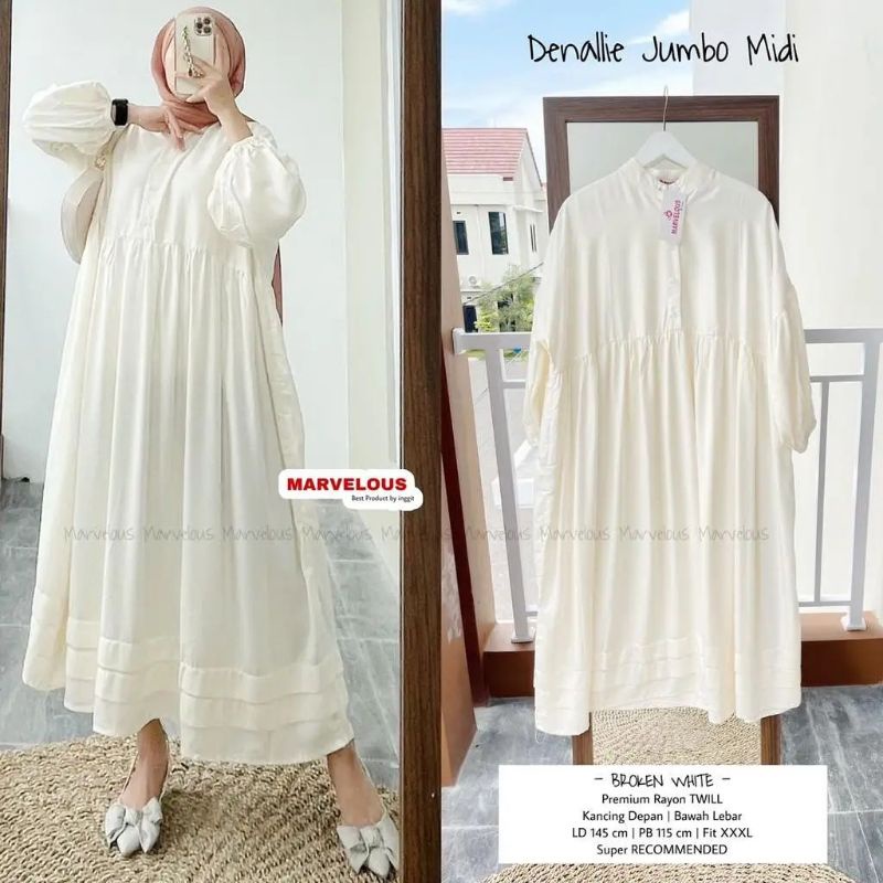 DRESS MIDI SUPER JUMBO POLOS BIG SIZE / DENALLIE JUMBO MIDI READY