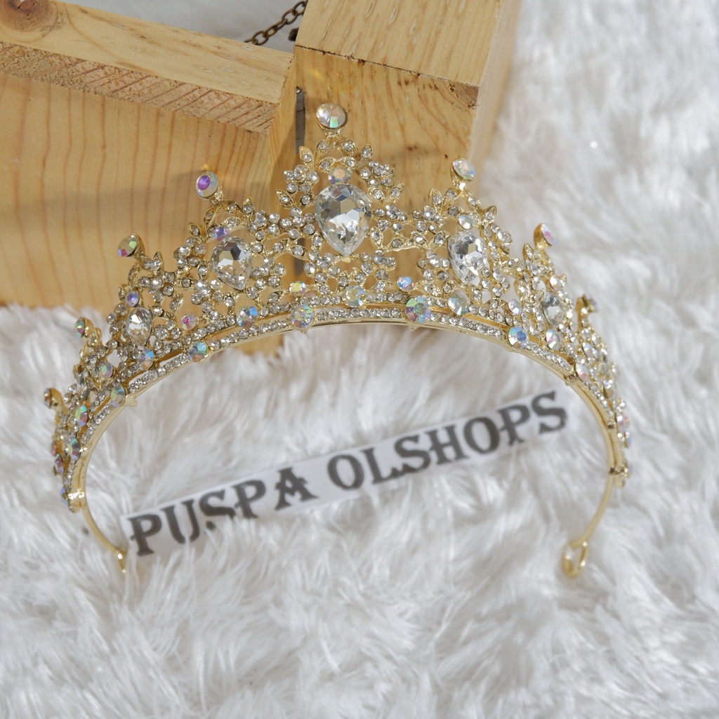 mahkota  tiara  bridal  pelangi  gold
