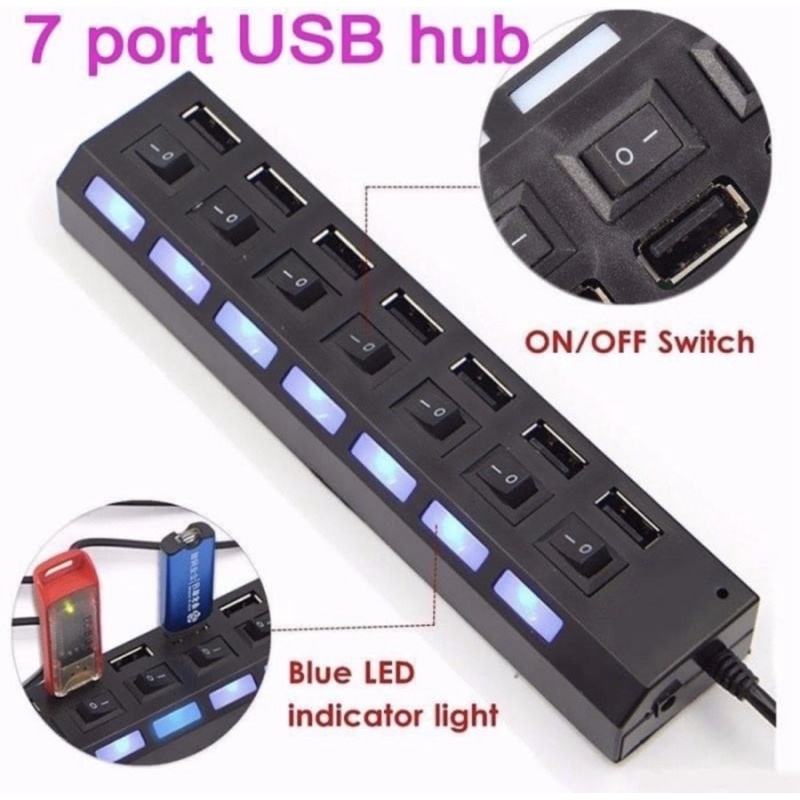 USB HUB 7 Port USB Saklar ON/OF Speed USB 2.0 - USB Saklar 7 Port