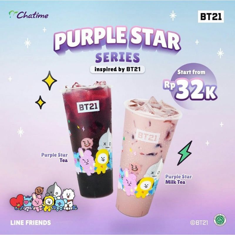 Reusable Cup Chatime X BT21 BTS + Sedotan
