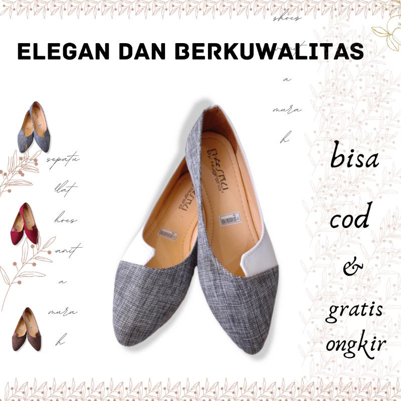 sepatu flatshoes flat shoes H08 Import jelly karet hitam rajut karet big size bludru ballet empuk fl