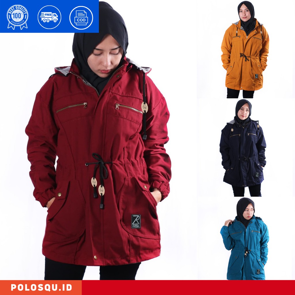 (COD) Jaket Parka Wanita Ukuran Besar / Jaket Korea /Jaket Wanita Wind Breaker polosqu.id