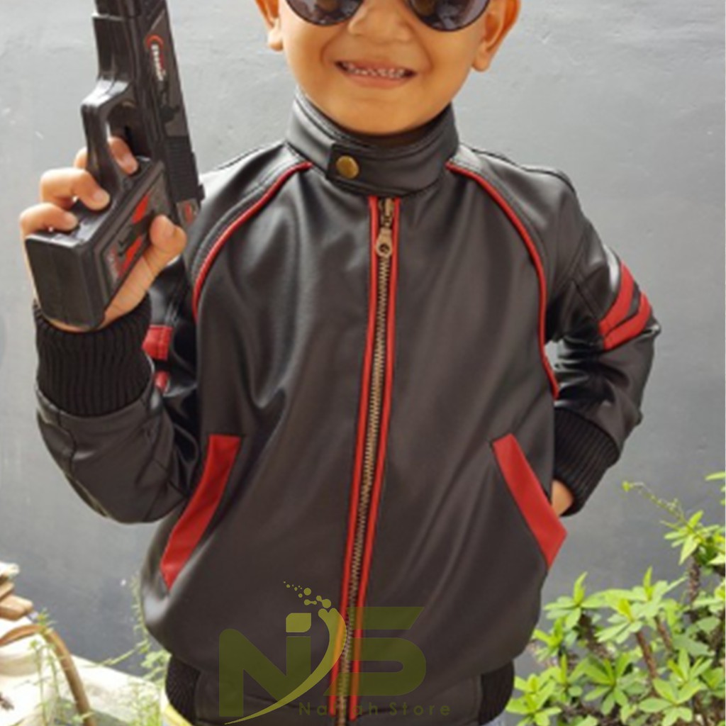 Jaket Kulit Anak Laki-Laki Film Action Rambo Model Sekolah Santai Bermain Kelereng