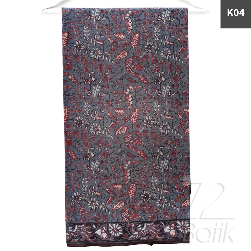 KAIN BATIK PREMIUM Bahan Katun Motif Kembang Setaman Warna Abu Grey Gray 721099 CAP 72