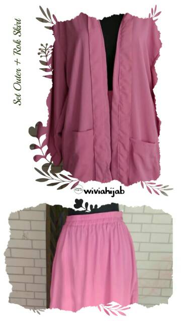 Set Long Outer dan Rok (FREE GIFT)