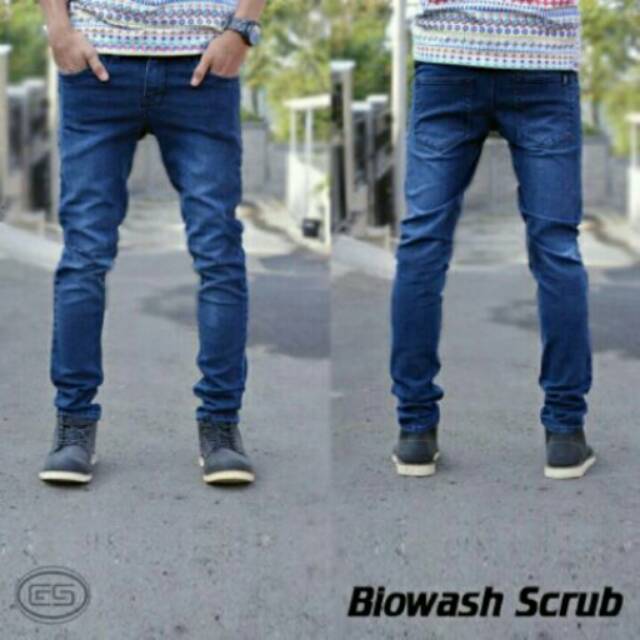 Celana jeans skinny biowash scrub