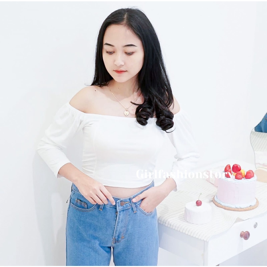 BEFAST - ZFS OOTD Wanita Blouse CANIA / PATRICIA CROP TOP STYLISH / Blouse Kasual / Blouse Kekiniaan Remaja / Blouse Sabrina Polos / Fashion Wanita Bisa Di Pakai Formal / OOTD Ala Style Korean / Blouse Lengan Panjang / Keluaran Terbaru 2022 / Trendy