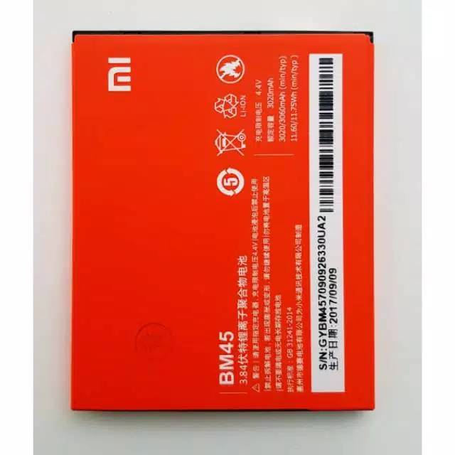 Batre batere bt xiaomi Redmi Note 2 BM45 original oem