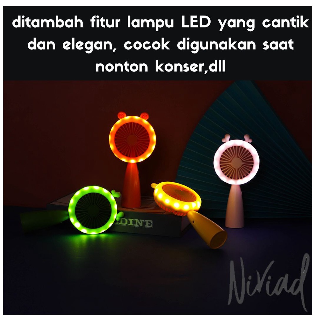 Kipas Angin Genggam USB/Handheld Fan dengan Lampu LED