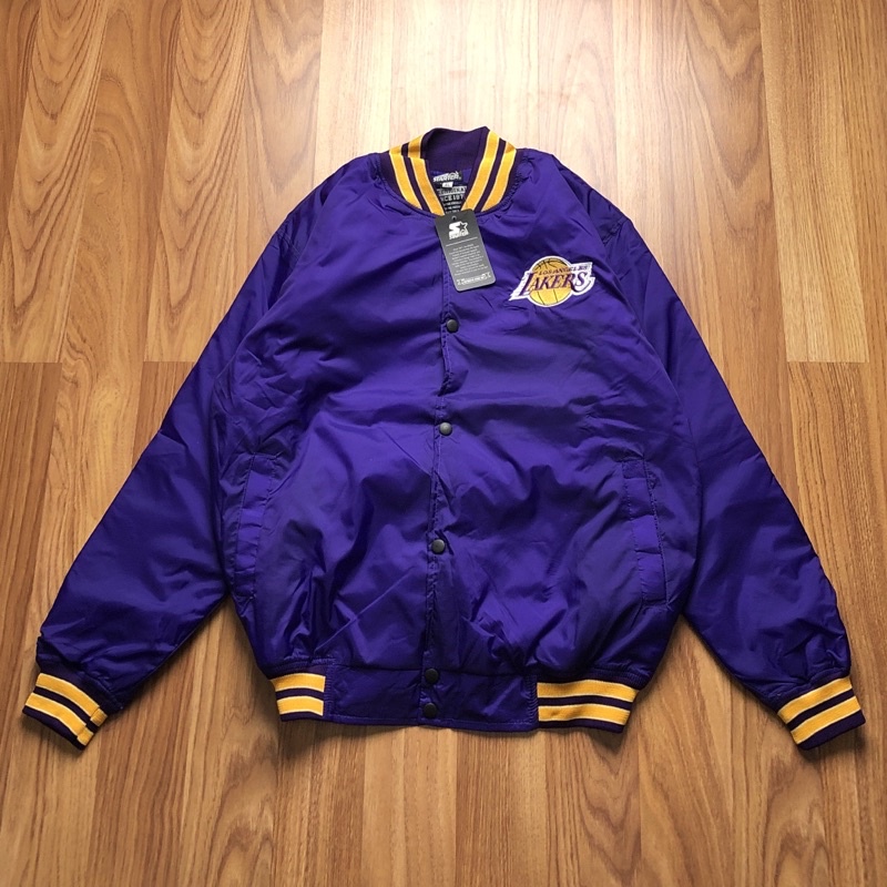 VARSITY JACKET LAKERS - TEXT BACK UNGU BORDIR PRMIUM PRIA &amp; WANITA