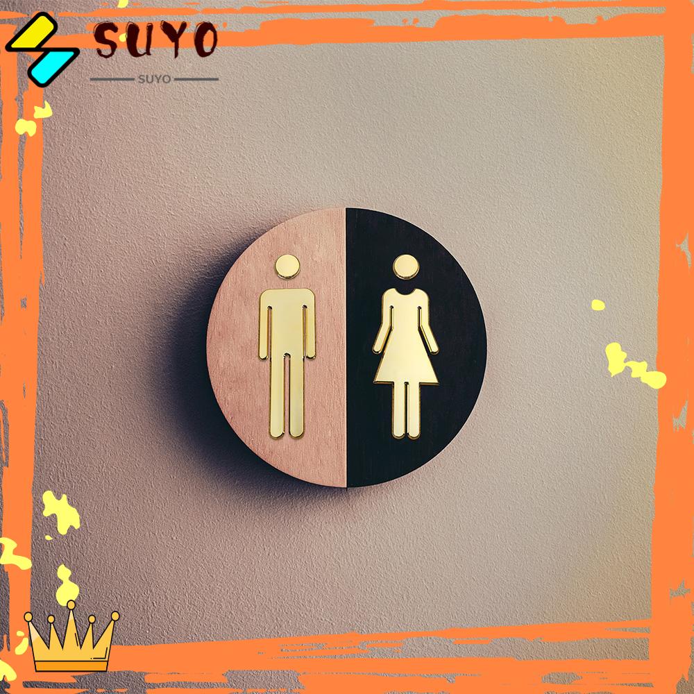 Suyo Papan Tanda Toilet 3D DIY Untuk Dekorasi Kamar Mandi