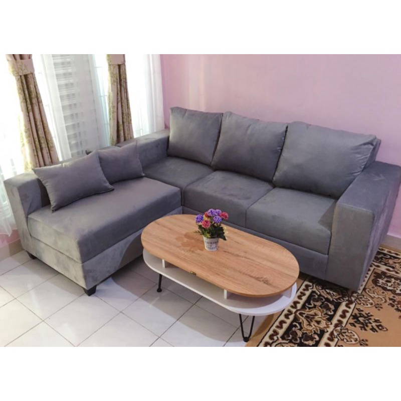 Sofa| sofa L minimalis| sofa minimalis| sofa L putus abu