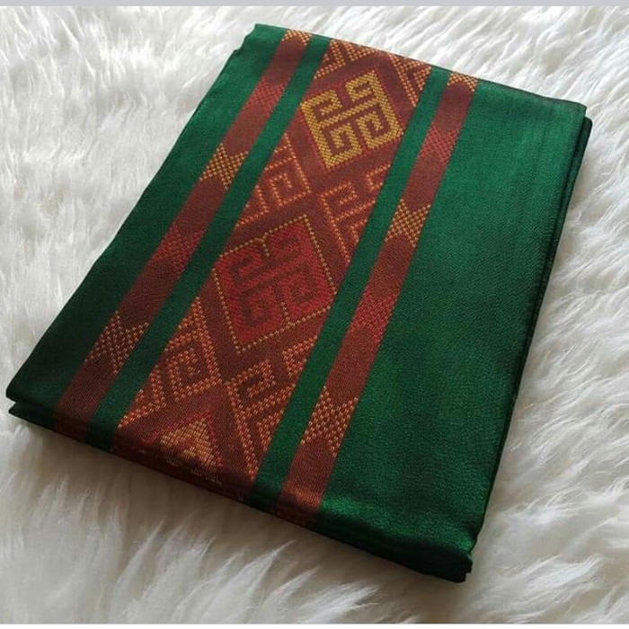 kain tenun songket baron paruki toraja spesial 5mtr warna hijau botol