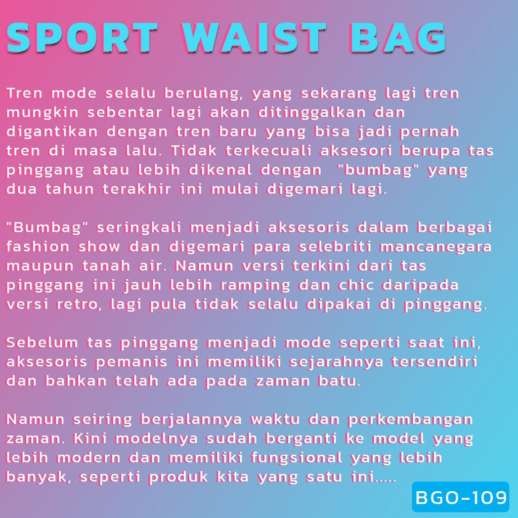 WAIST BAG sport belt outdoor mini dompet pinggang Baru - BGO-109