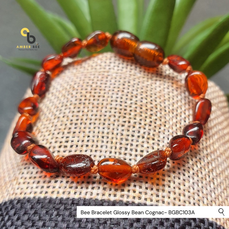 Gelang Amber Baltic Lithuania Balita &amp; Anak Glossy Cognac Bean BGBC103A By Amber Bee