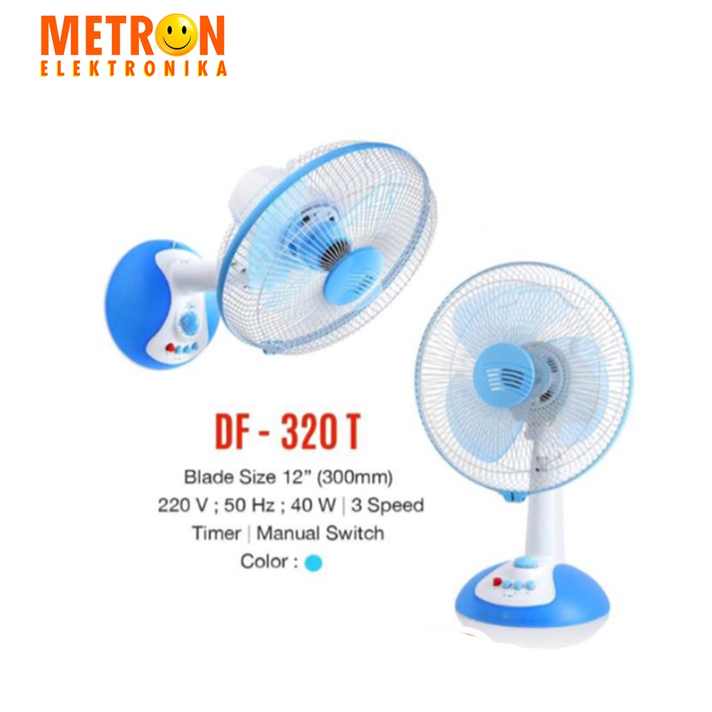 MASPION DF 320 T DESK FAN 12 INCH / KIPAS ANGIN 2 IN 1 / DF320T