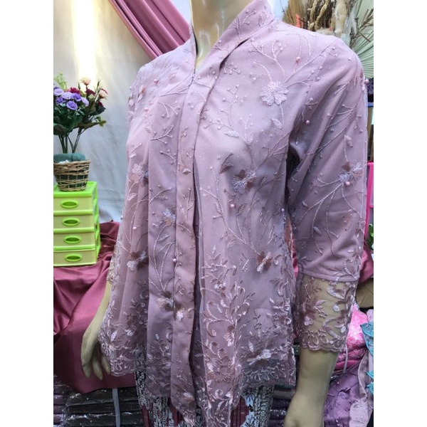 Jual Tille Modren Wanita Setelan Kebaya Kutu Baru Floy Baju Wisuda Kebaya Moderen Set Brukat