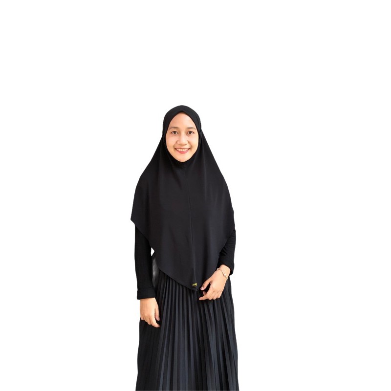 bergo Jersey tali Hana / hijab instant / kerudung bergo / hijab daily-Black