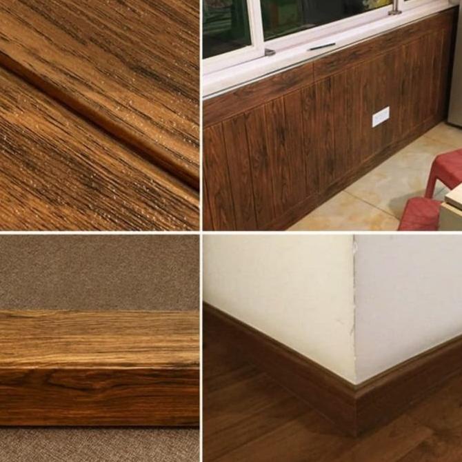 Wallpaper Dinding Foam Wood 3D Motif Kayu Jati Coklat Terbaru