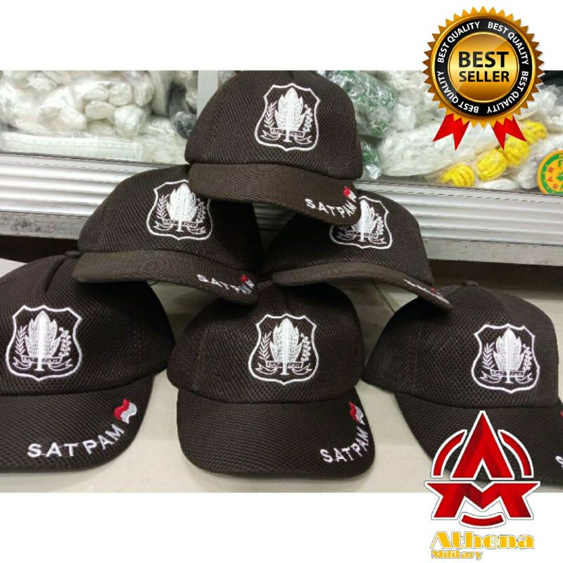 Topi satpam jaring list satpam bendera