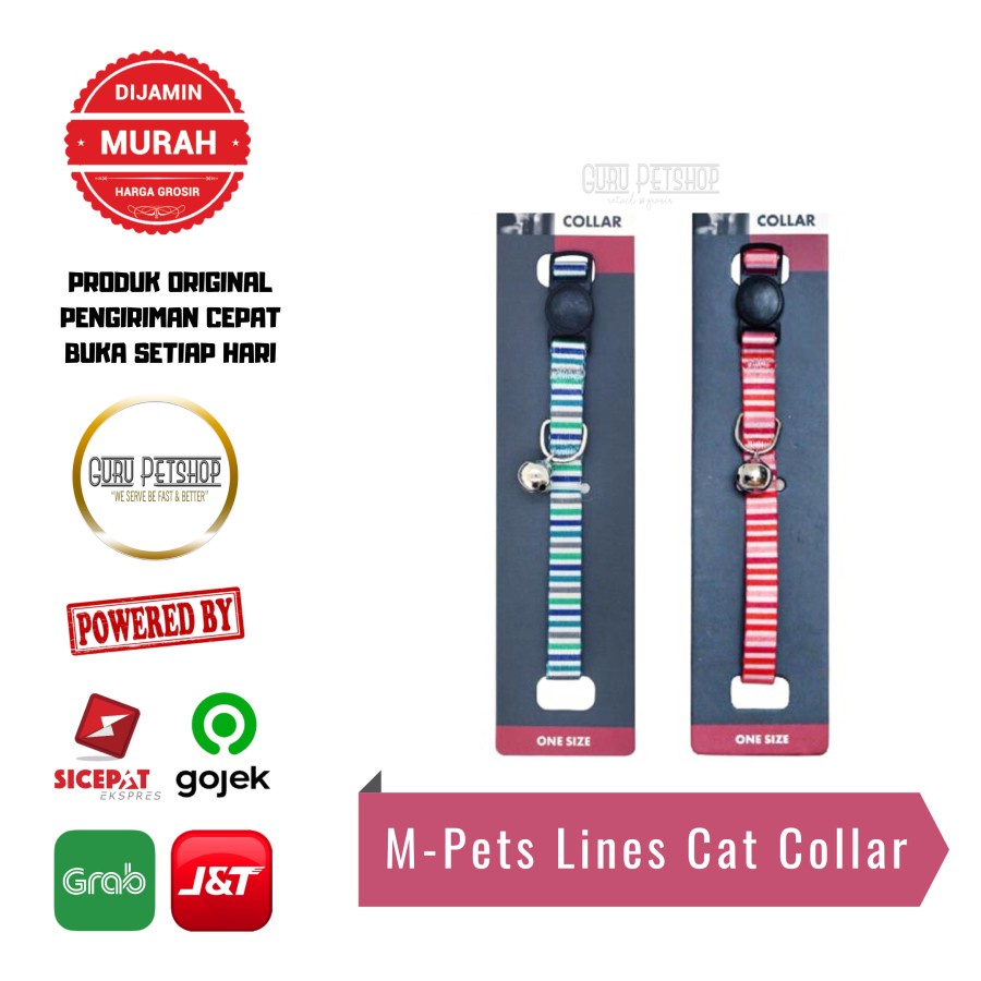 M-Pets Lines Cat Collar Size 30 cm / Kalung Kucing Lonceng