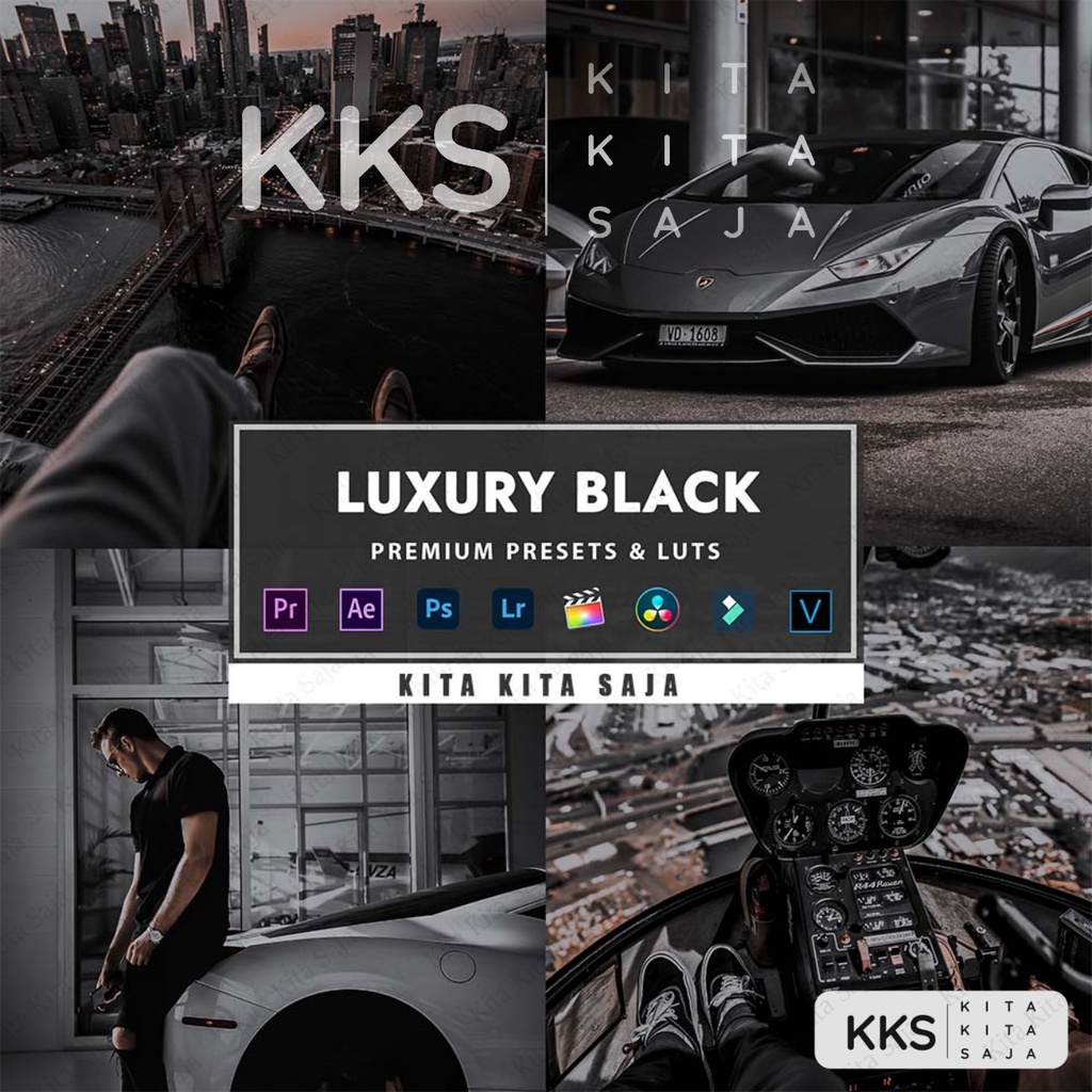 Luxury Black - Premium Preset Lightroom Foto dan Video LUT LUTs VN Android IOS & PC Premiere Pro Dav