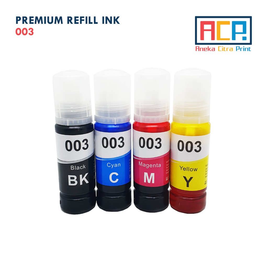 ACP Premium Refill Ink 003 SET - Tinta Dye Epson L1110 L3110 L3150 L3210 L5190 - Black Cyan Magenta Yellow
