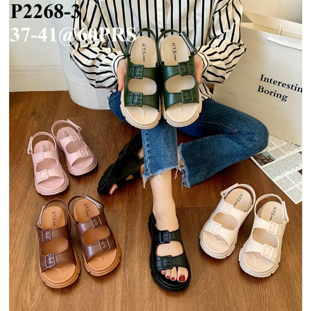 SANDAL KARET IMPORT WANITA BAN DUA GESPER/P2268