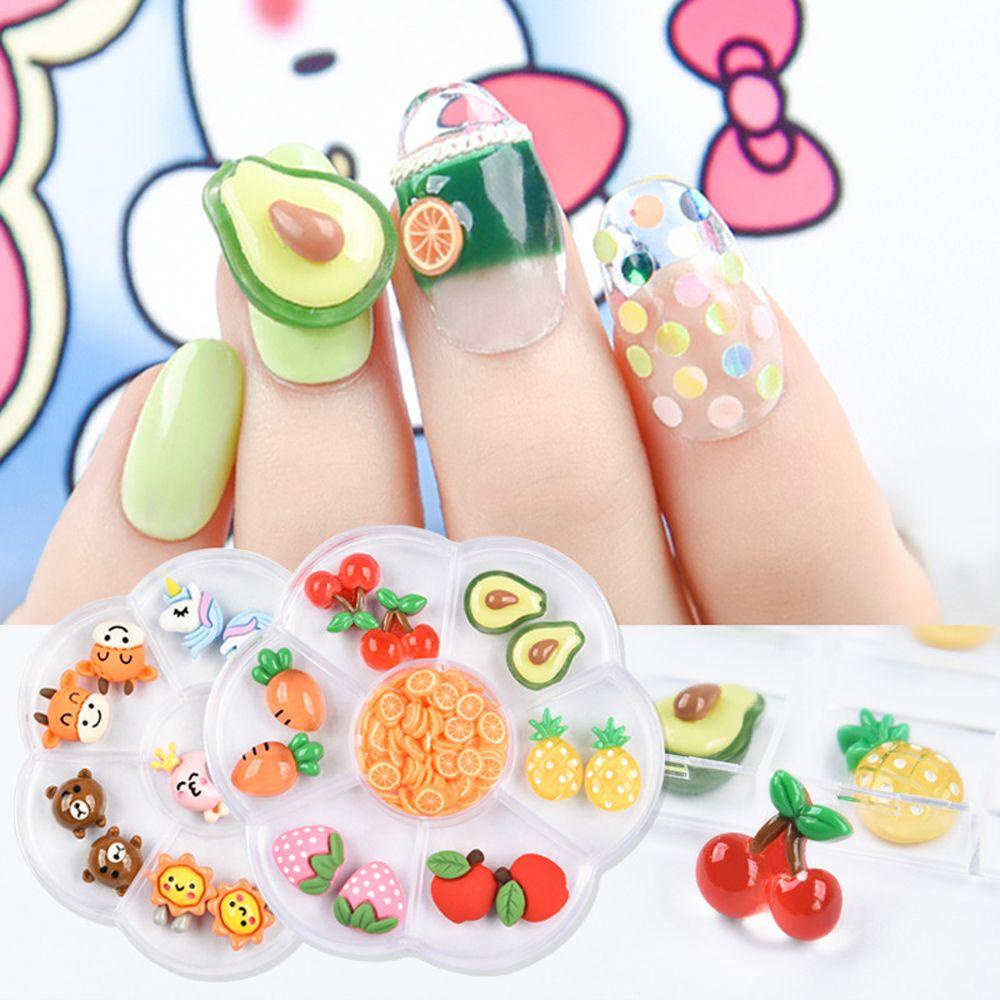 Mxbeauty Kartun Dekorasi Nail Art Kawaii Lucu Beads Shell Colorful Butterfly Bow Flowers Kristal Manikur Aksesoris