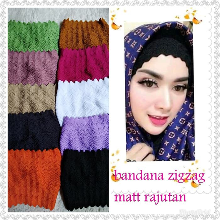 Ciput Rajut Bandana Zigzag Nanas Basic Polos