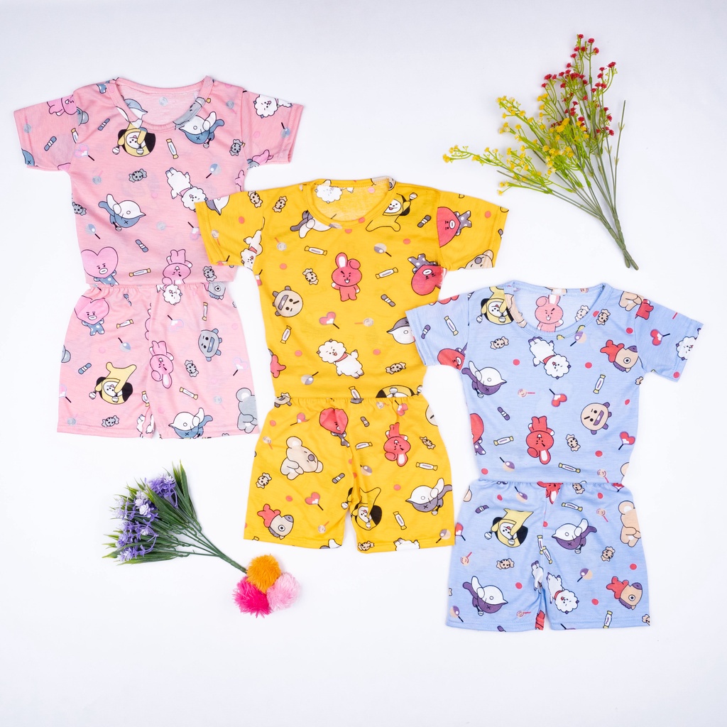 IL - Setelan Anak Unisex / Set Baju Pendek &amp; Panjang / Kaos Anak Motif Karakter