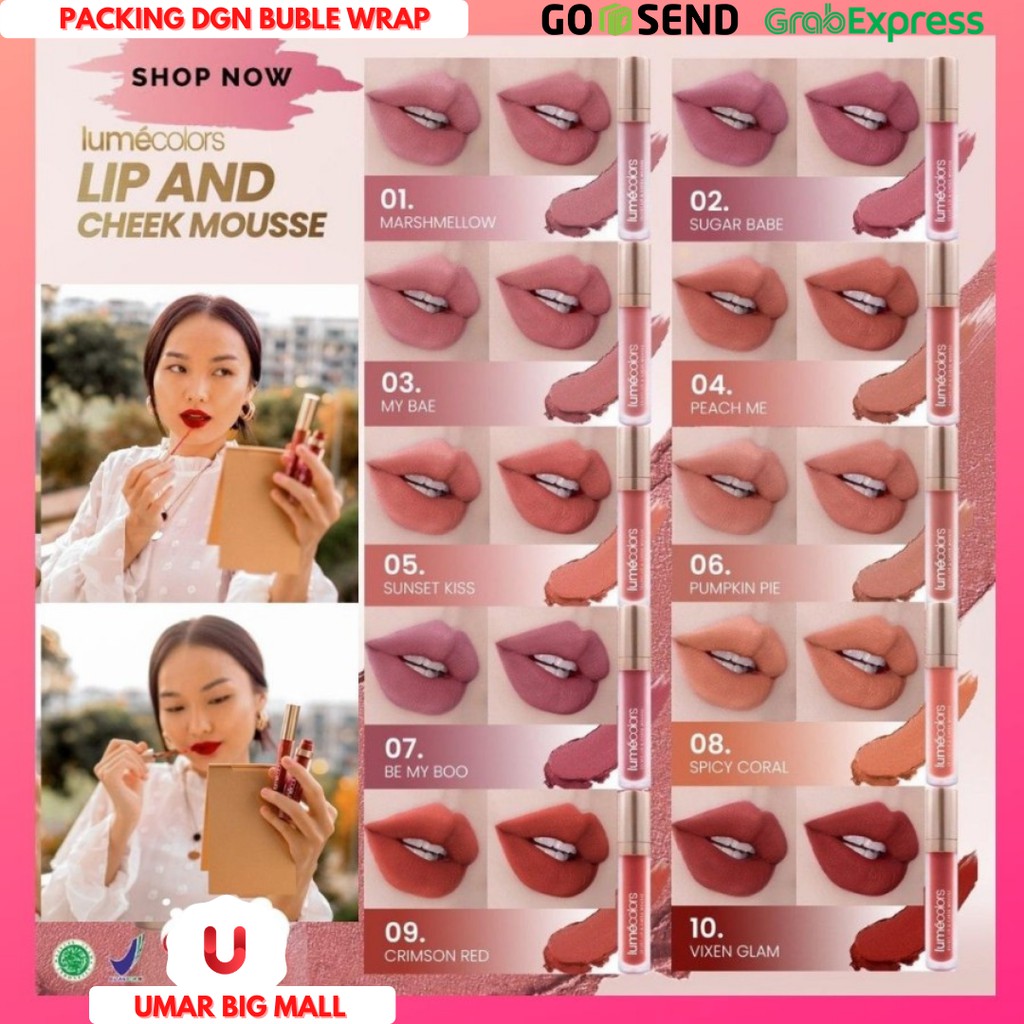 LIPSTIK 3 in 1 Multifungsi: EYESHADOW, BLUSH ON & LIPSTICK LUMECOLORS 100% HALAL MUI resmi BPOM